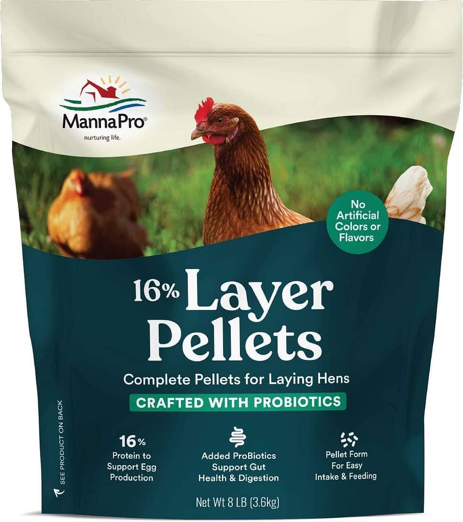 Manna Pro Layer Pellets, Manna Pro Chicken Feed | 16% Chicken Food with Probiotic Pellets, Chicken Layer Feed.
